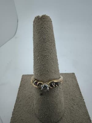 Ruby Lady's Stone & Diamond Ring 5 Diamonds .38 Carat T.W. 10K Yello (GJE003774) - Thumbnail 7