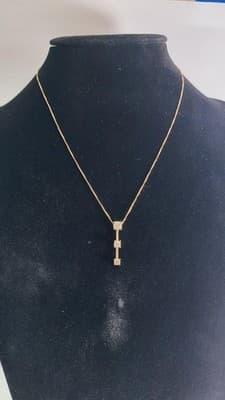 Diamond Necklace 3 Diamonds .85 Carat T.W. 14K Yellow Gold 4.3g (GJE003756) - Thumbnail 3