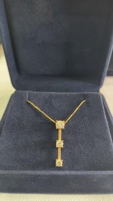 Diamond Necklace 3 Diamonds .85 Carat T.W. 14K Yellow Gold 4.3g (GJE003756) - Thumbnail 10