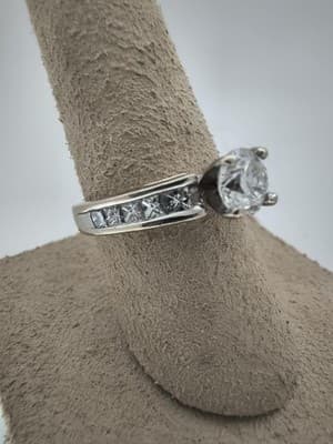 Lady's Diamond Engagement Ring 11 Diamonds 1.25 Carat T.W. 14K White (GJE003770) - Thumbnail 12