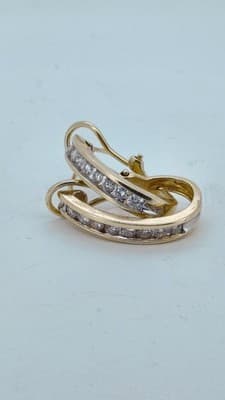 Gold-Diamond Earrings 36 Diamonds 2.16 Carat T.W. 14K Yellow Gold 5. (GJE003754) - Thumbnail 4