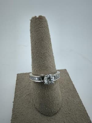 Lady's Diamond Engagement Ring 11 Diamonds 1.25 Carat T.W. 14K White (GJE003770) - Thumbnail 7
