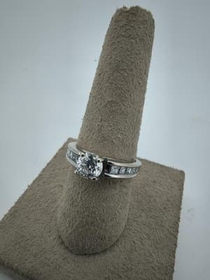Lady's Diamond Engagement Ring 11 Diamonds 1.25 Carat T.W. 14K White (GJE003770) - Thumbnail 9