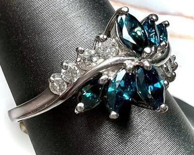 Lady's Diamond Cluster Ring 14 Diamonds 2.08 Carat T.W. 14K White Gold 4.3g - Thumbnail 2