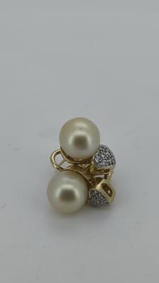 Pearl Gold-Diamond & Stone Earrings 6 Diamonds .18 Carat T.W. 14K Ye (GJE003757) - Thumbnail 9