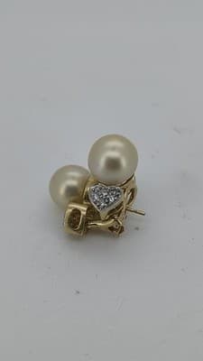 Pearl Gold-Diamond & Stone Earrings 6 Diamonds .18 Carat T.W. 14K Ye (GJE003757) - Thumbnail 4