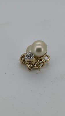 Pearl Gold-Diamond & Stone Earrings 6 Diamonds .18 Carat T.W. 14K Ye (GJE003757) - Thumbnail 7