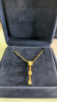Diamond Necklace 3 Diamonds .85 Carat T.W. 14K Yellow Gold 4.3g (GJE003756) - Thumbnail 9