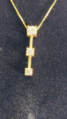 Diamond Necklace 3 Diamonds .85 Carat T.W. 14K Yellow Gold 4.3g (GJE003756) - Thumbnail 6
