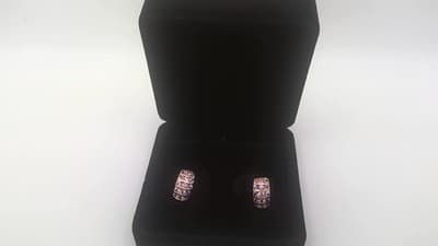 Pink Sapphire Gold-Stone Earrings 14K Yellow Gold 2.52g (GJE003520) - Thumbnail 4