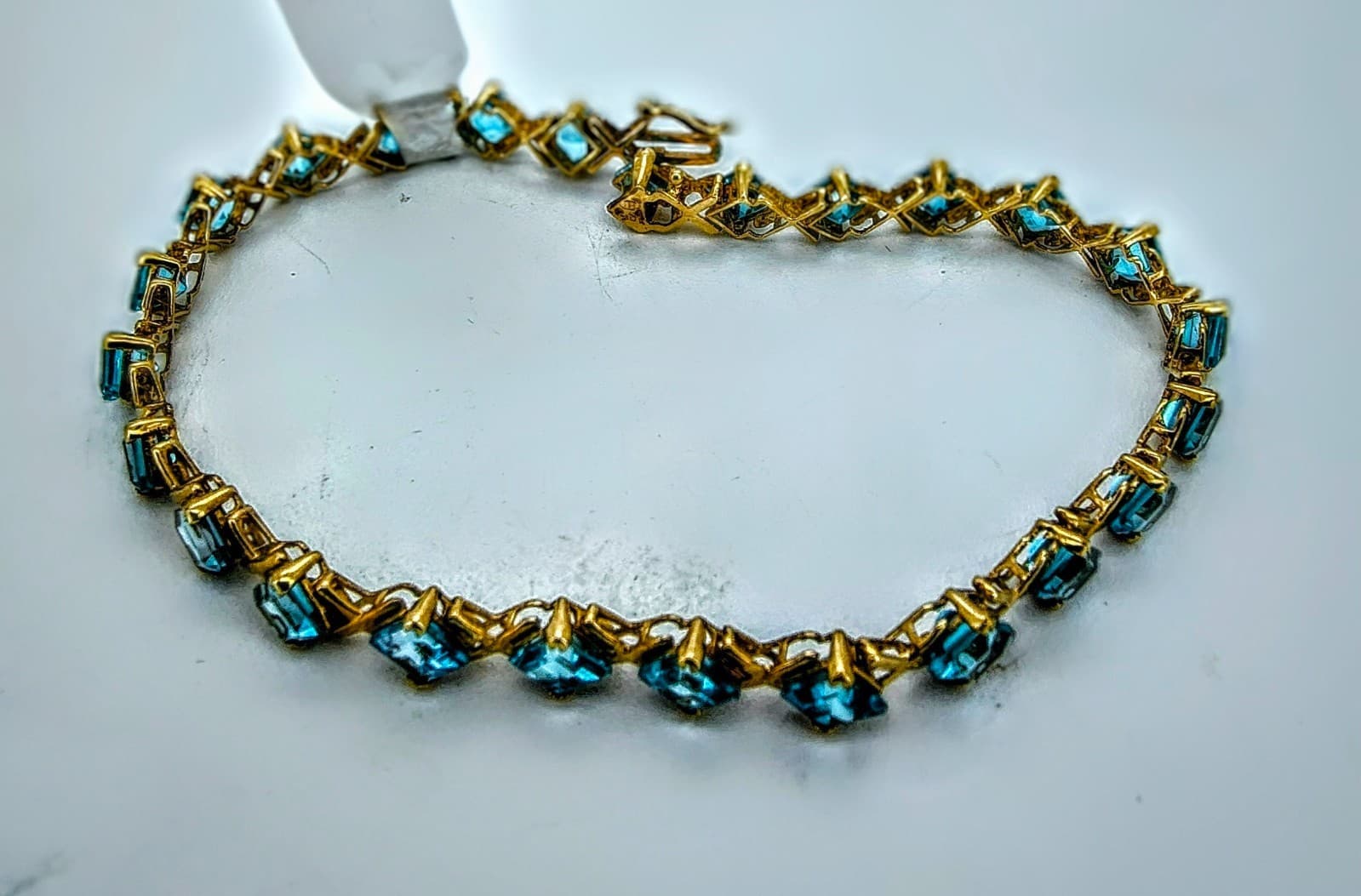 Blue Topaz Gold-Stone Bracelet 10K Yellow Gold 7.85g (GJE003538) - Thumbnail 2