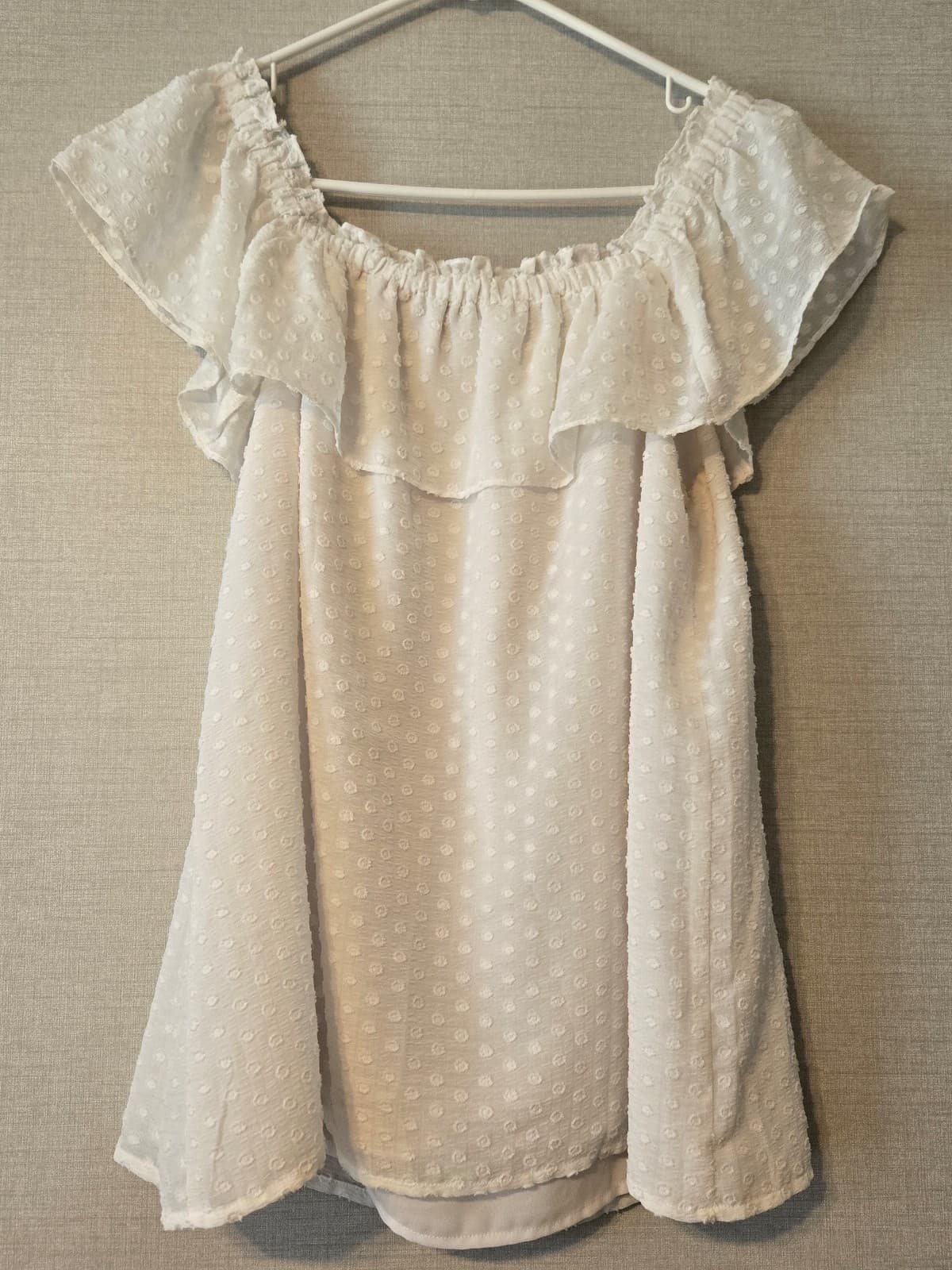 LOFT Women's White Ruffle Blouse Size M, Item #1025 - Thumbnail 2
