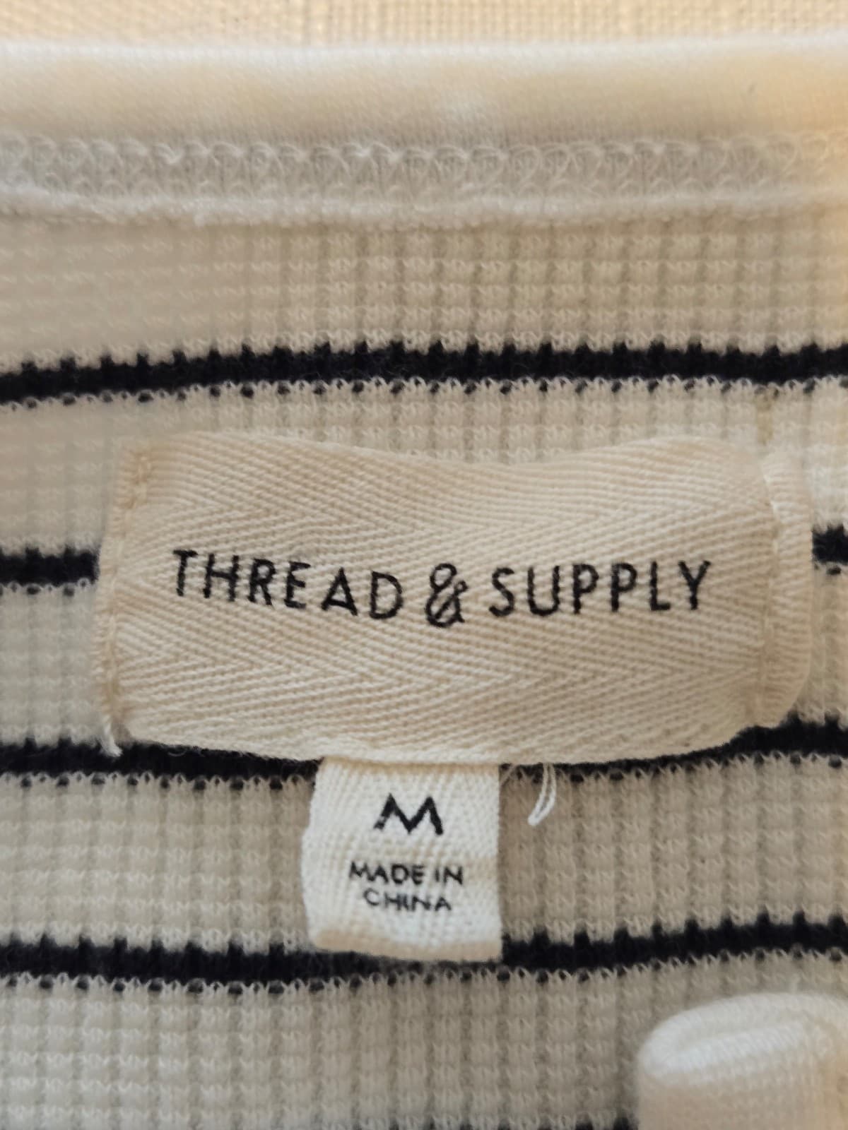 Thread & Supply Striped Long Sleeve Henley Shirt Size M, Item #1028 - Thumbnail 4