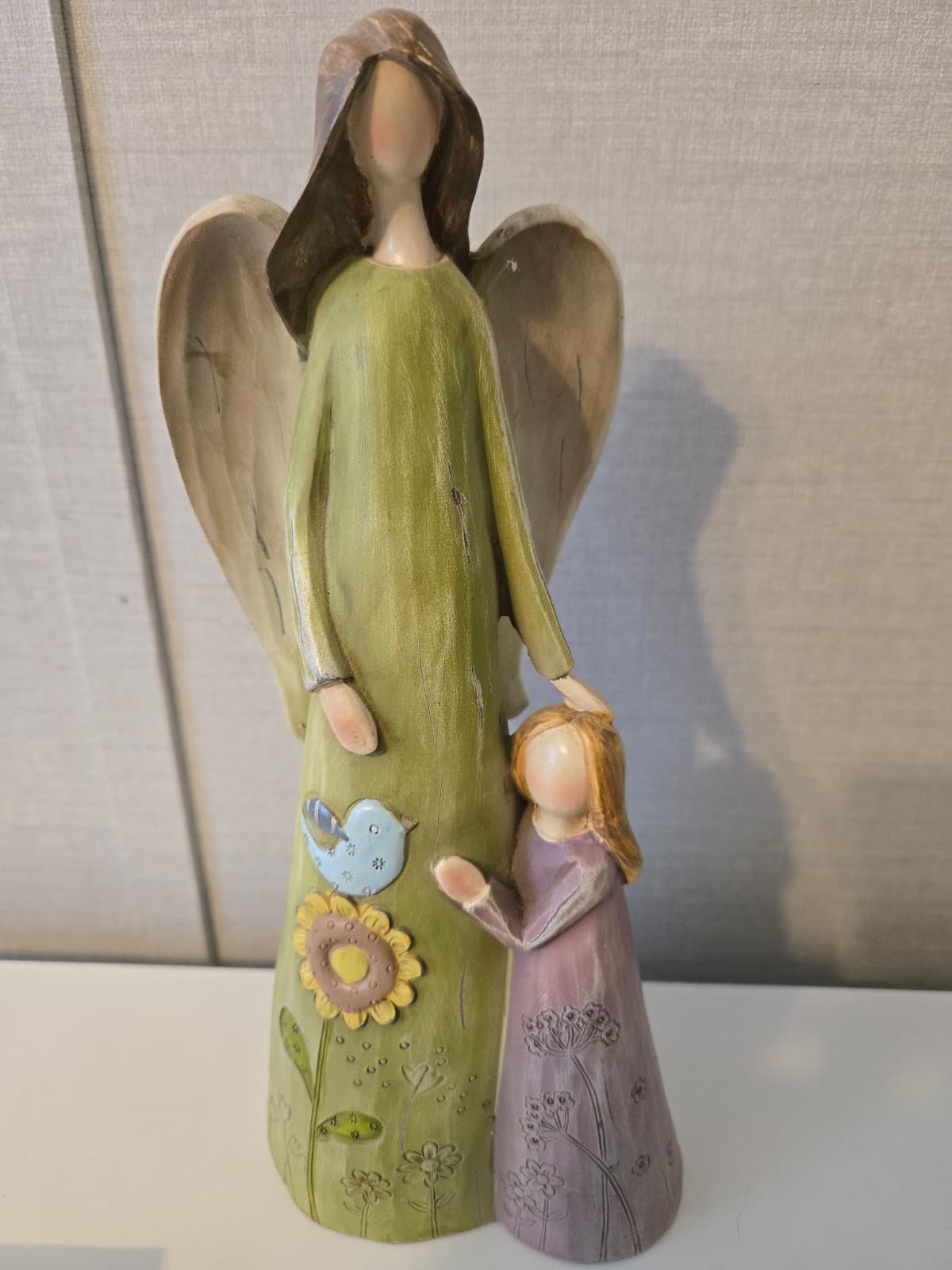 Willow Tree Style Angel Figurine with Child - Thumbnail 4