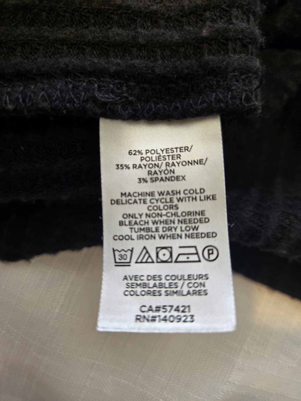 LOFT Black Waffle Knit Long Sleeve Top with Button Detail Size M. Item #1010 - Thumbnail 5