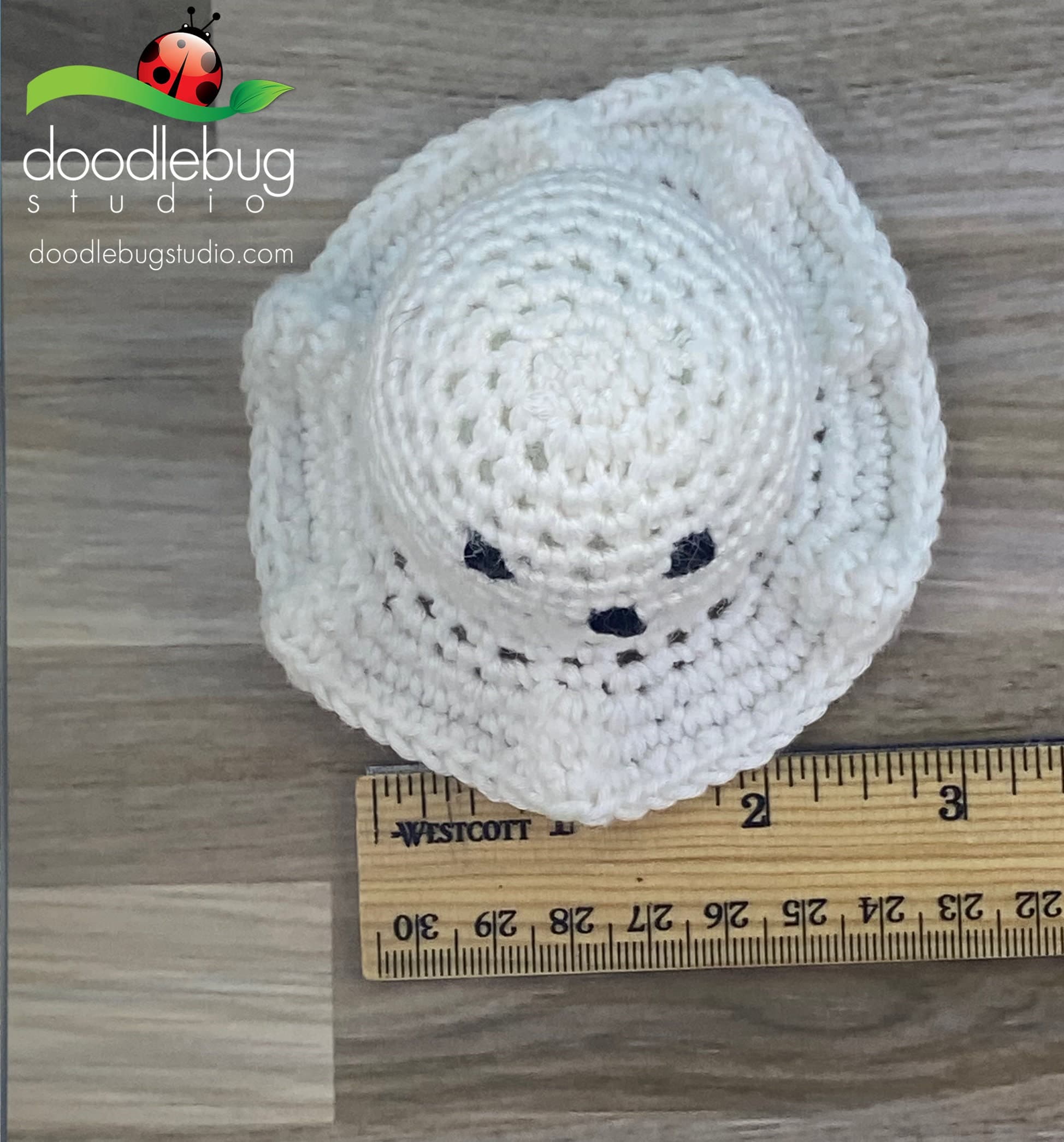 Crocheted Ghost Plushie, Eco-Friendly Bamboo Yarn, Handmade Stress Ball - Thumbnail 3
