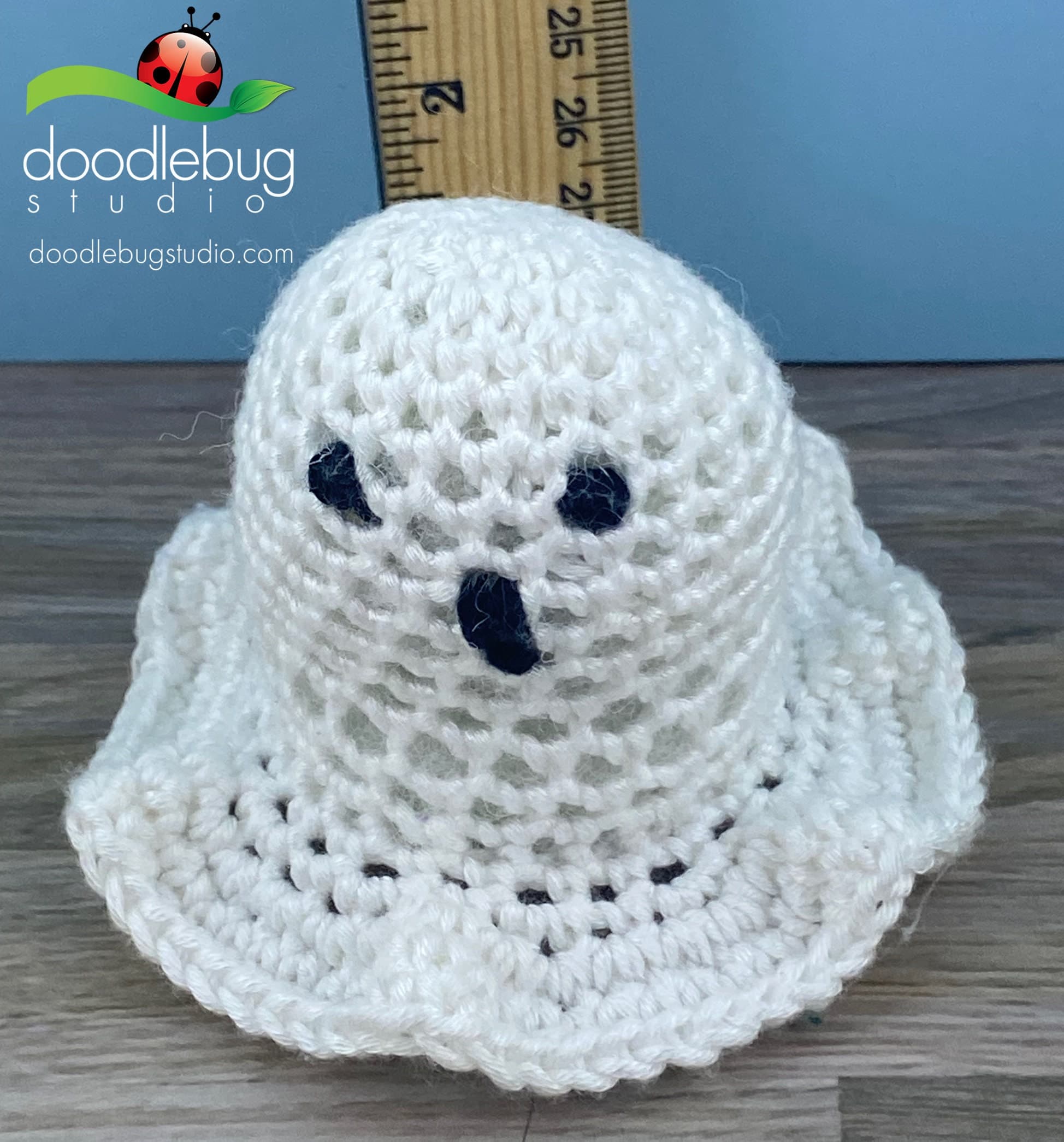 Crocheted Ghost Plushie, Eco-Friendly Bamboo Yarn, Handmade Stress Ball - Thumbnail 2