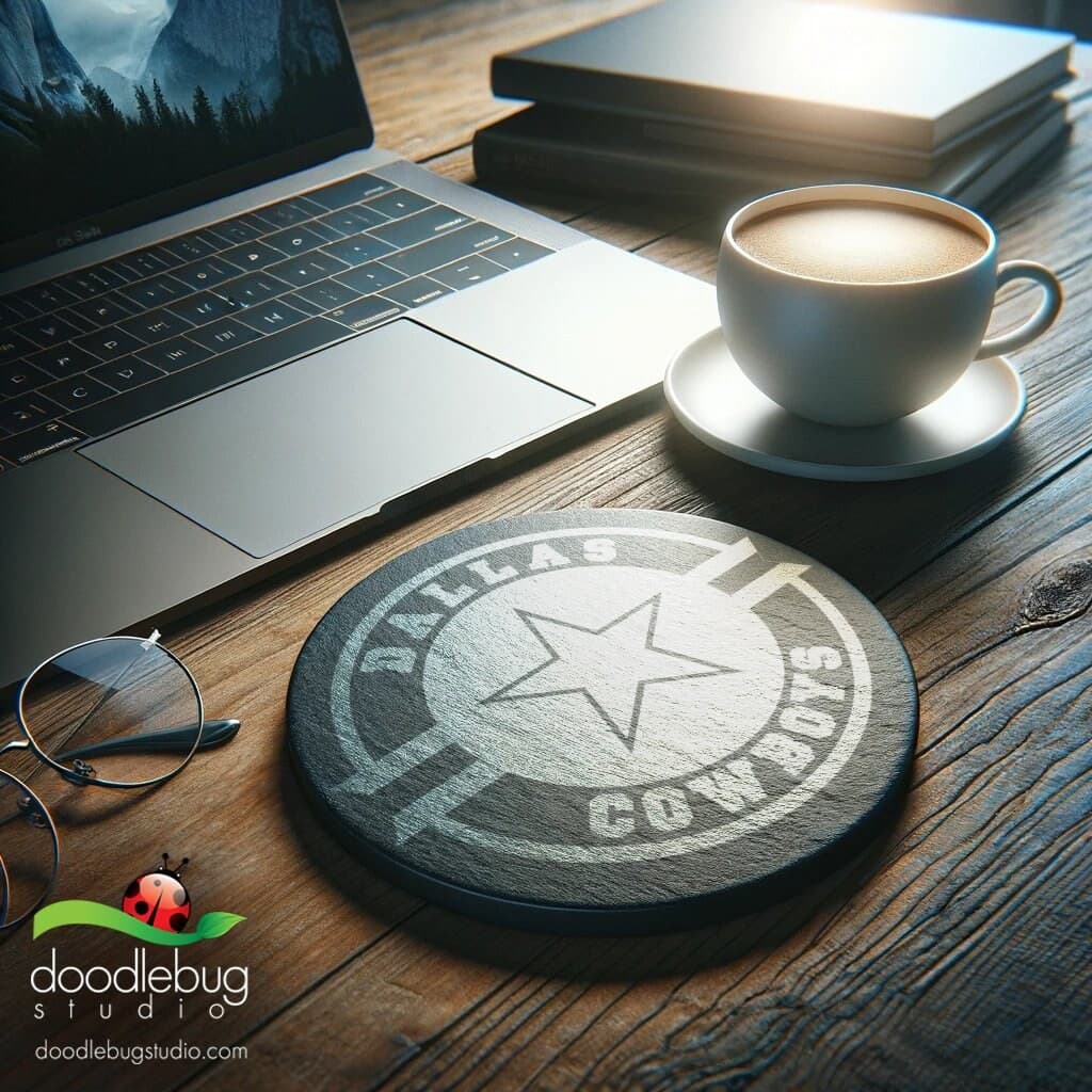 Sports Team Coaster, Dallas Star Design, Football Fan Gift, Black and White, Drink Accessories, Bar Decor, Man Cave, Set of Coasters - Thumbnail 3