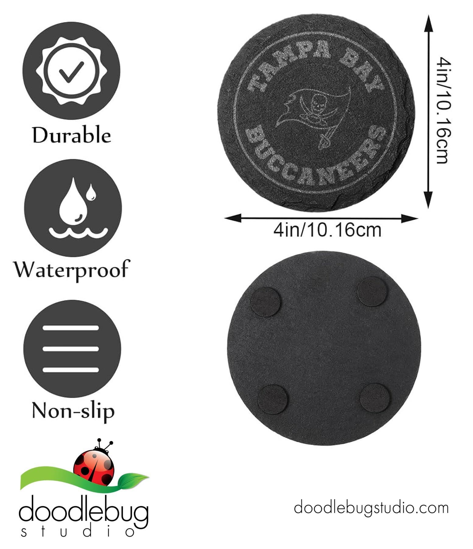 Engraved Slate Tampa Bay Buccaneers Coaster, Football Fan Gift - Thumbnail 6