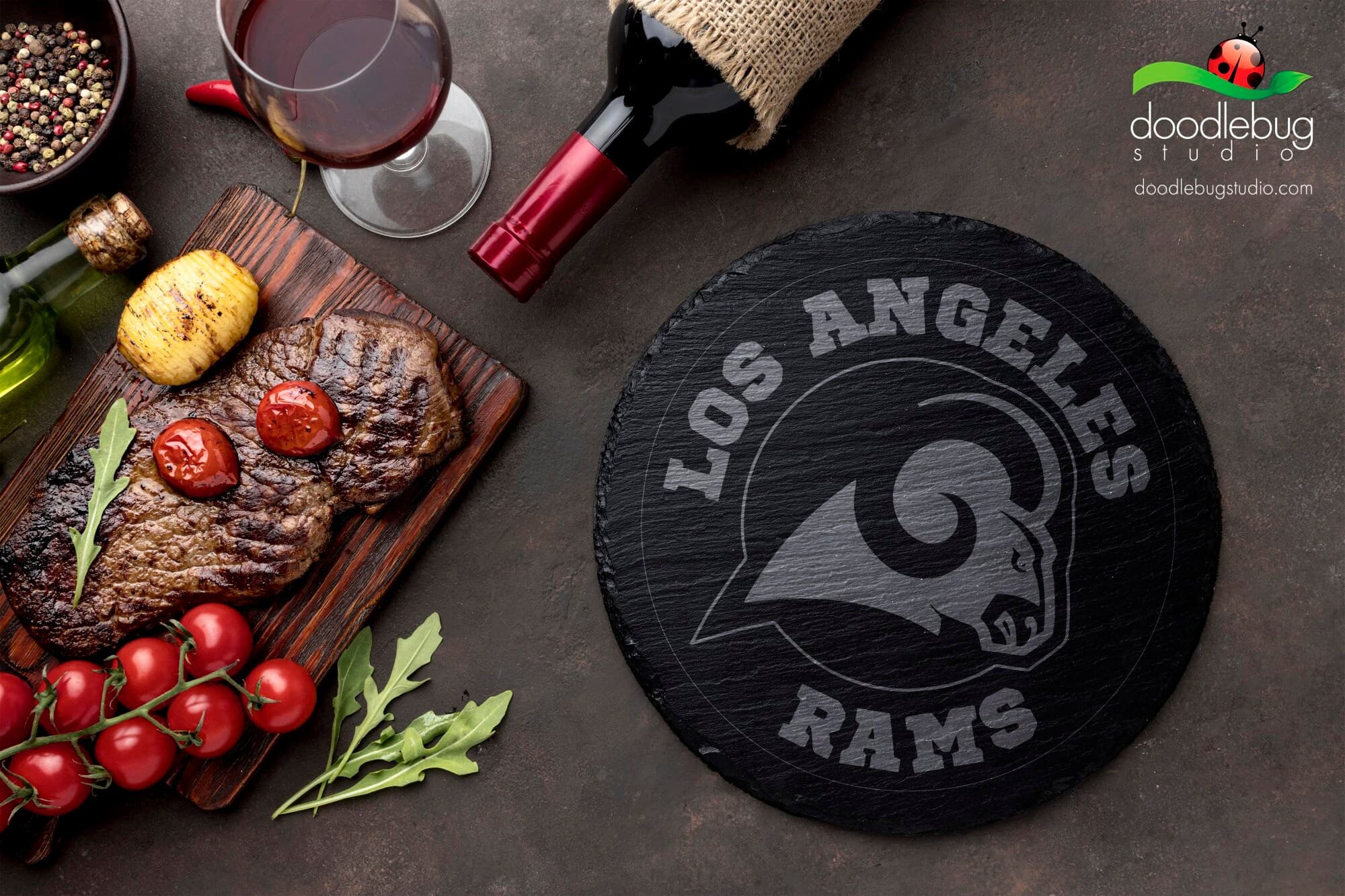 Los Angeles Rams Slate Coaster, Football Fan Gift - Thumbnail 3
