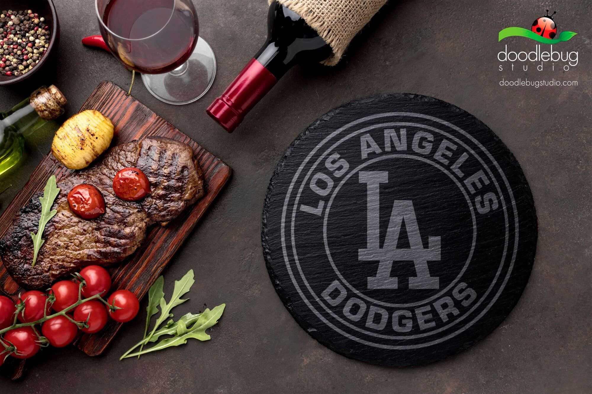 Los Angeles Dodgers Coaster, Baseball Sports Drinkware, 4" Round Coaster, Game Day Decor, Fan Gift, Men's Gift, Father's Day, Man Cave - Thumbnail 2