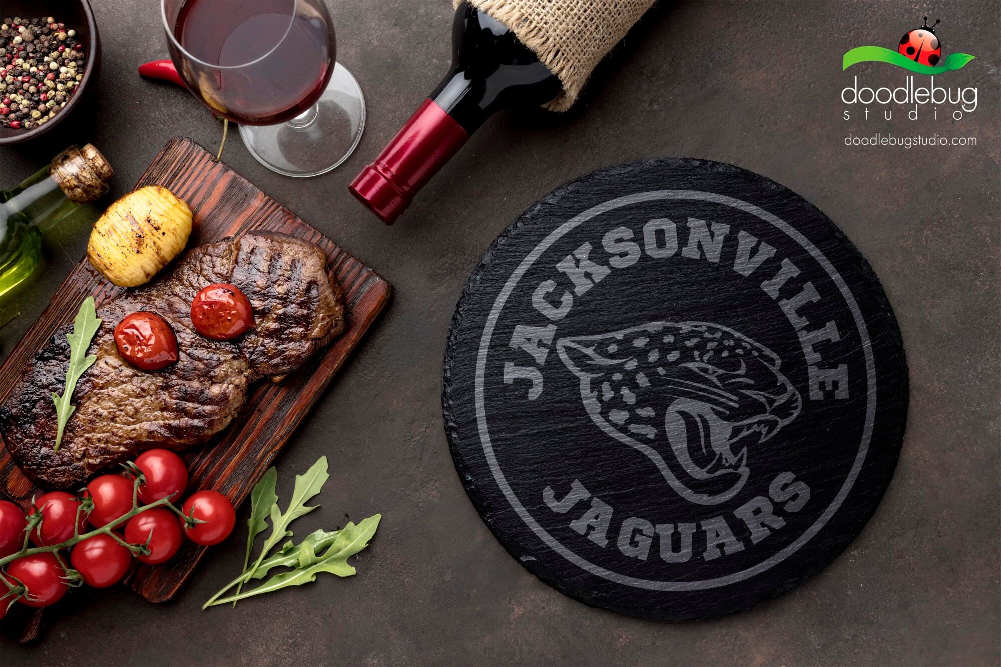 Jacksonville Jaguars Inspired 4" Slate Coaster, Leopard Design, Football Team Fan Gift, Drinkware Accessory, Father's Day, Men's Gift - Thumbnail 3