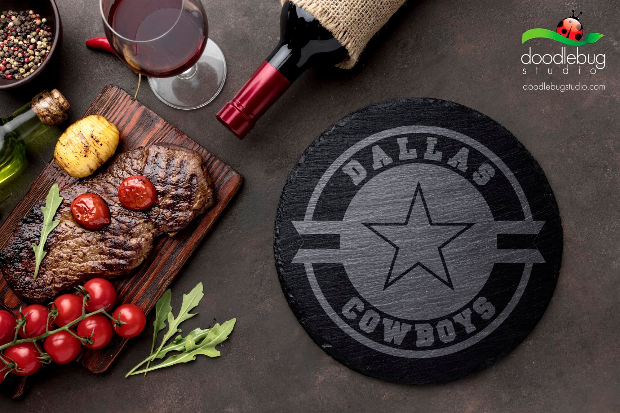 Sports Team Coaster, Dallas Star Design, Football Fan Gift, Black and White, Drink Accessories, Bar Decor, Man Cave, Set of Coasters - Thumbnail 2