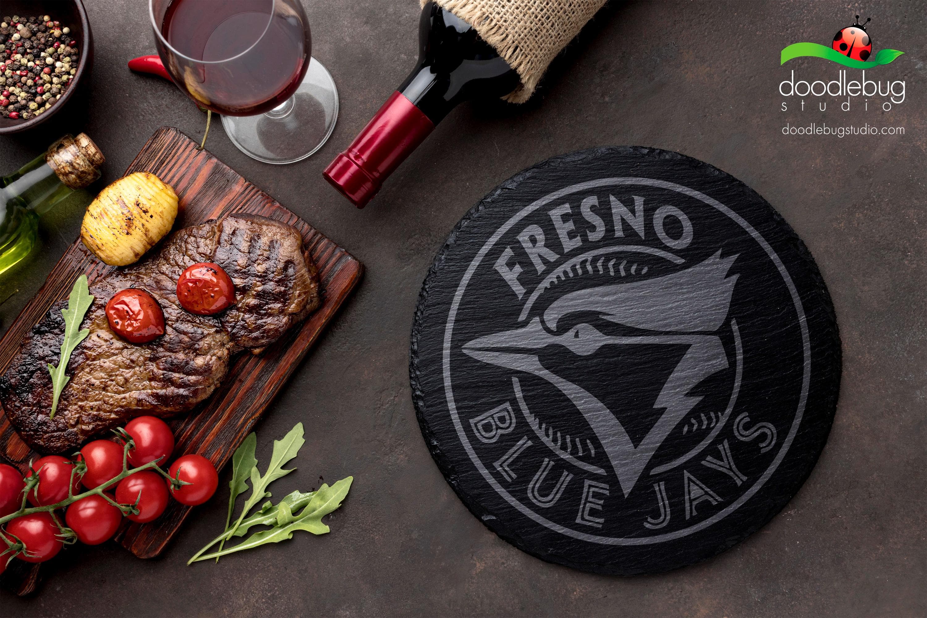 Fresno Blue Jays Slate Coaster, Baseball Fan Gift - Thumbnail 2