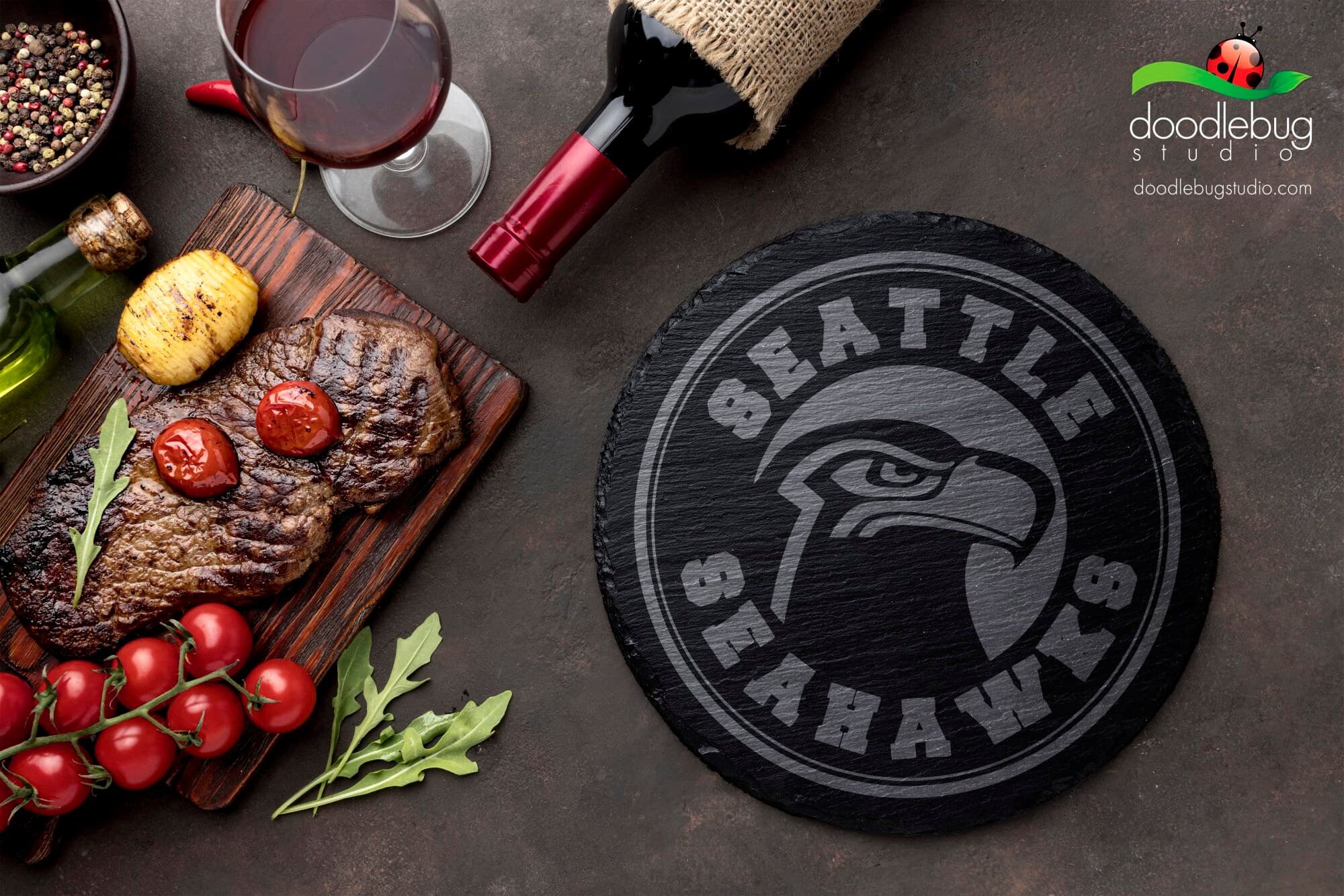 Seattle Seahawks Inspired 4" Coaster, Sports Team Engraved Drinkware Accessory, Man Cave Decor, Football Fan Gift, Father's Day, Men's Gift - Thumbnail 2