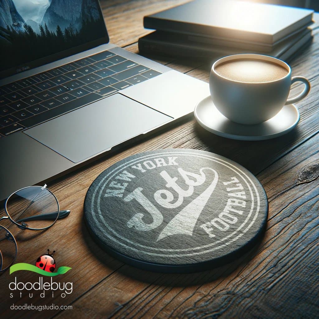 Engraved New York Jets Slate Coaster Set, Football Fan Gift - Thumbnail 3