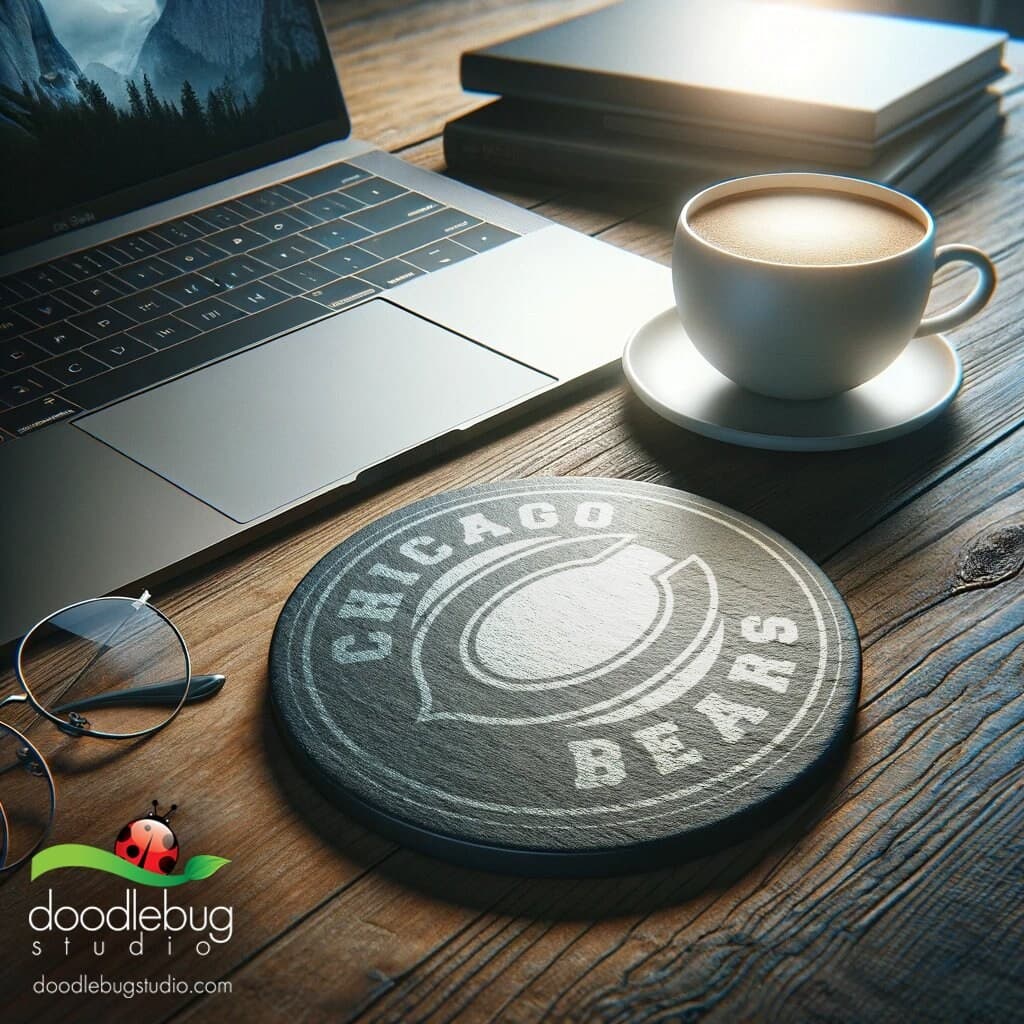Chicago B3ars Slate Coaster, Black and White Décor, Man Cave Accessory - Thumbnail 3