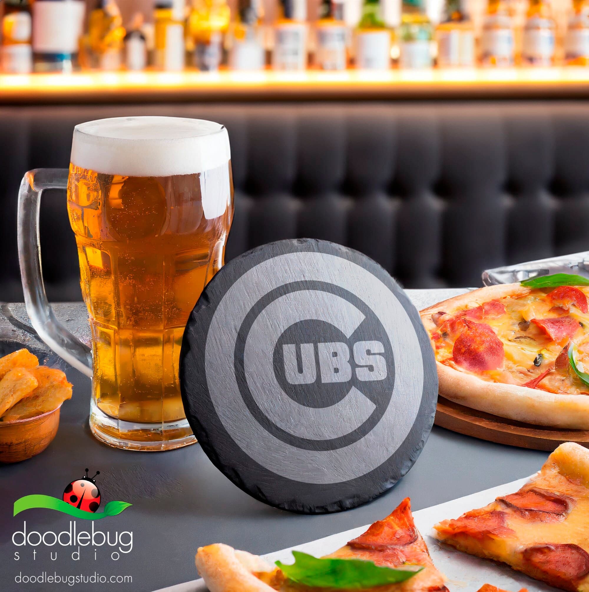 Chicago Baseball Team Coaster, Baseball Sports Drinkware, Round Coaster, Game Day Decor, Fan Gift, Men's Gift, Man Cave, Christmas - Thumbnail 4