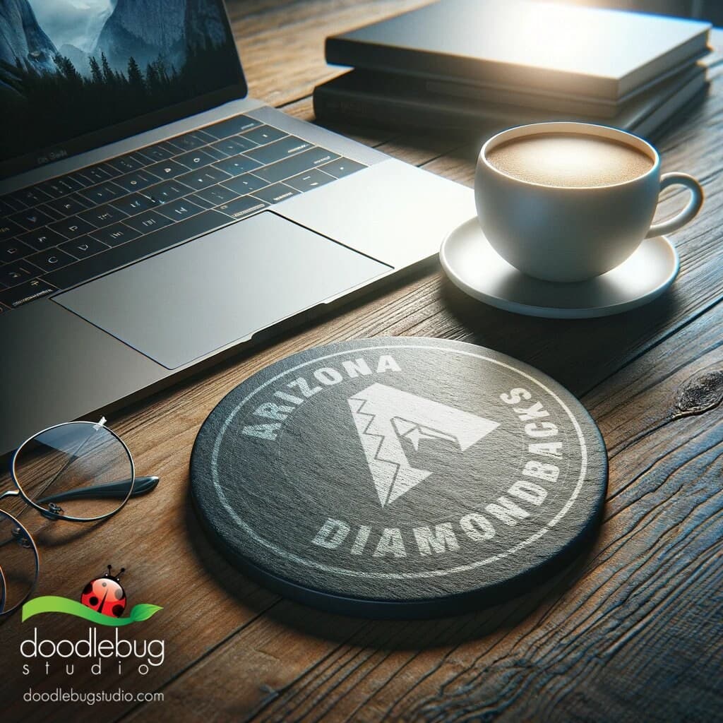Arizona Diamondbacks Slate Coaster, Baseball Game Day Decor, 4 Inch Round Drink Coaster - Thumbnail 3
