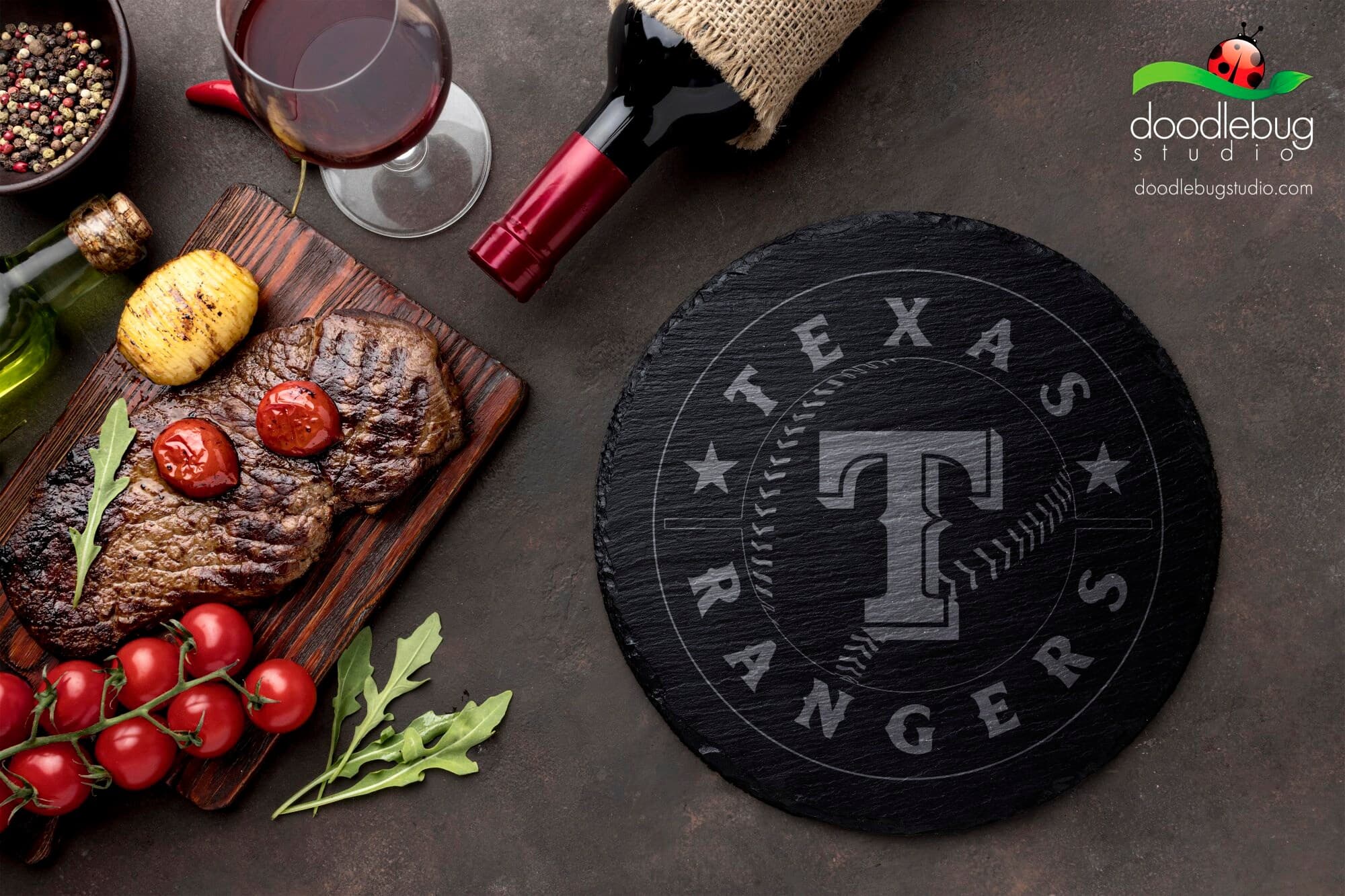 Texas Rangers Inspired 4" Coaster, Baseball Sports Drinkware, Engraved Round Coaster, Game Day Decor, Fan Gift, Men's Gift, Father's Day - Thumbnail 2