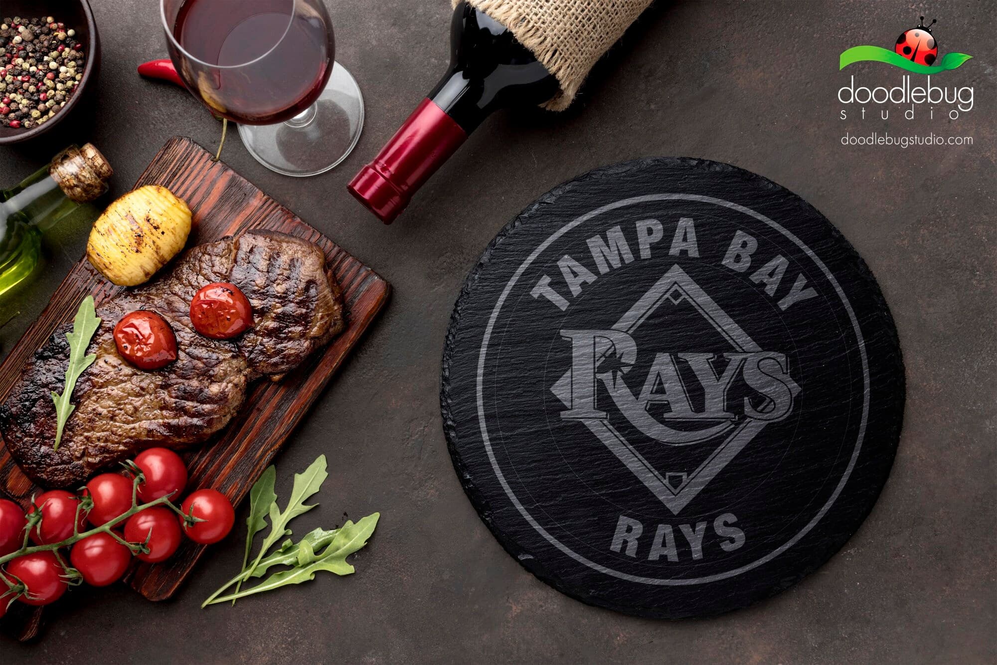 Tampa Bay Baseball Coaster, Baseball Sports Drinkware, 4" Round Coaster, Game Day Decor, Fan Gift, Men's Gift, Father's Day, Man Cave - Thumbnail 2
