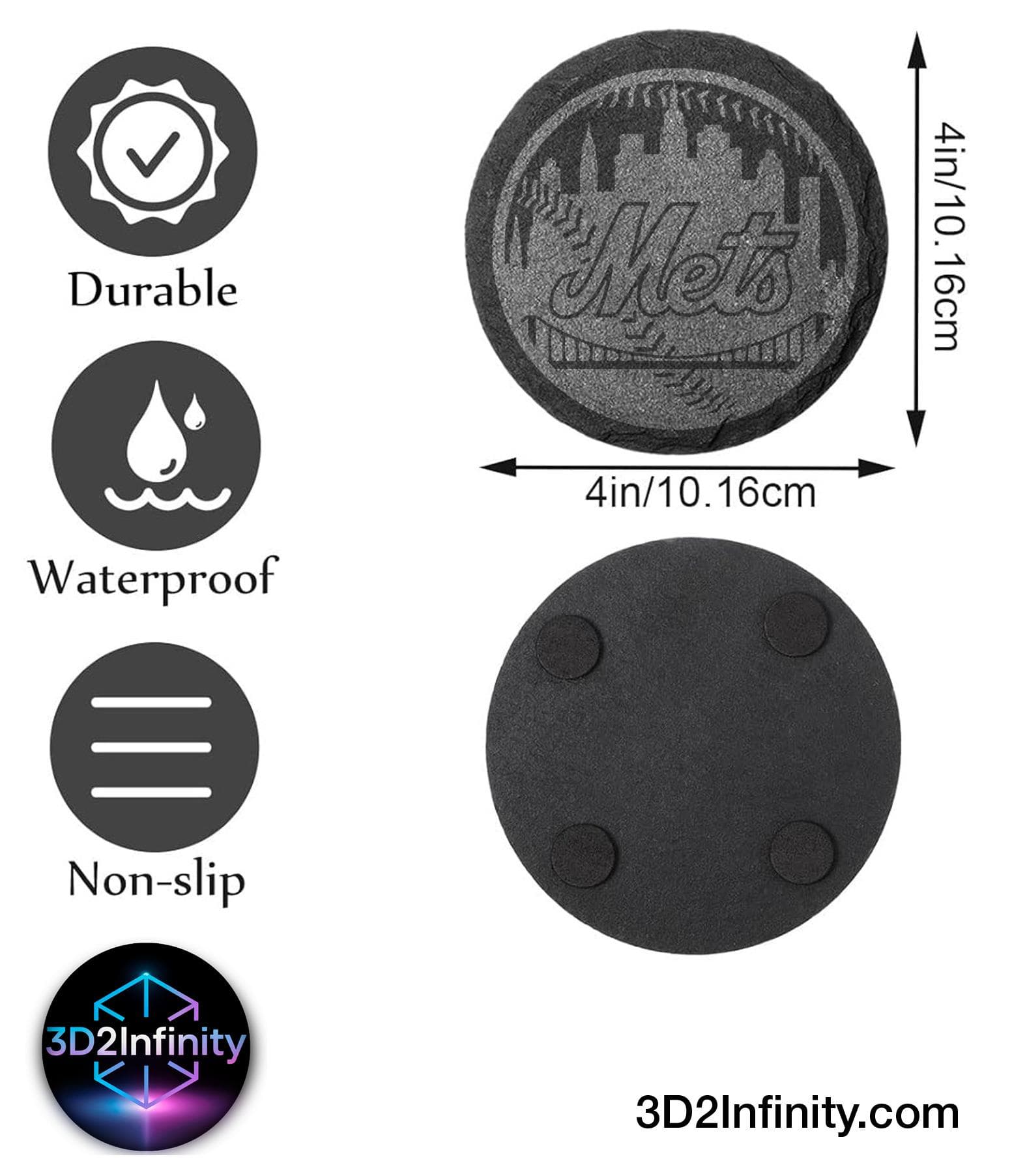 New York M3ts Slate Coaster, Baseball Fan Gift - Thumbnail 6