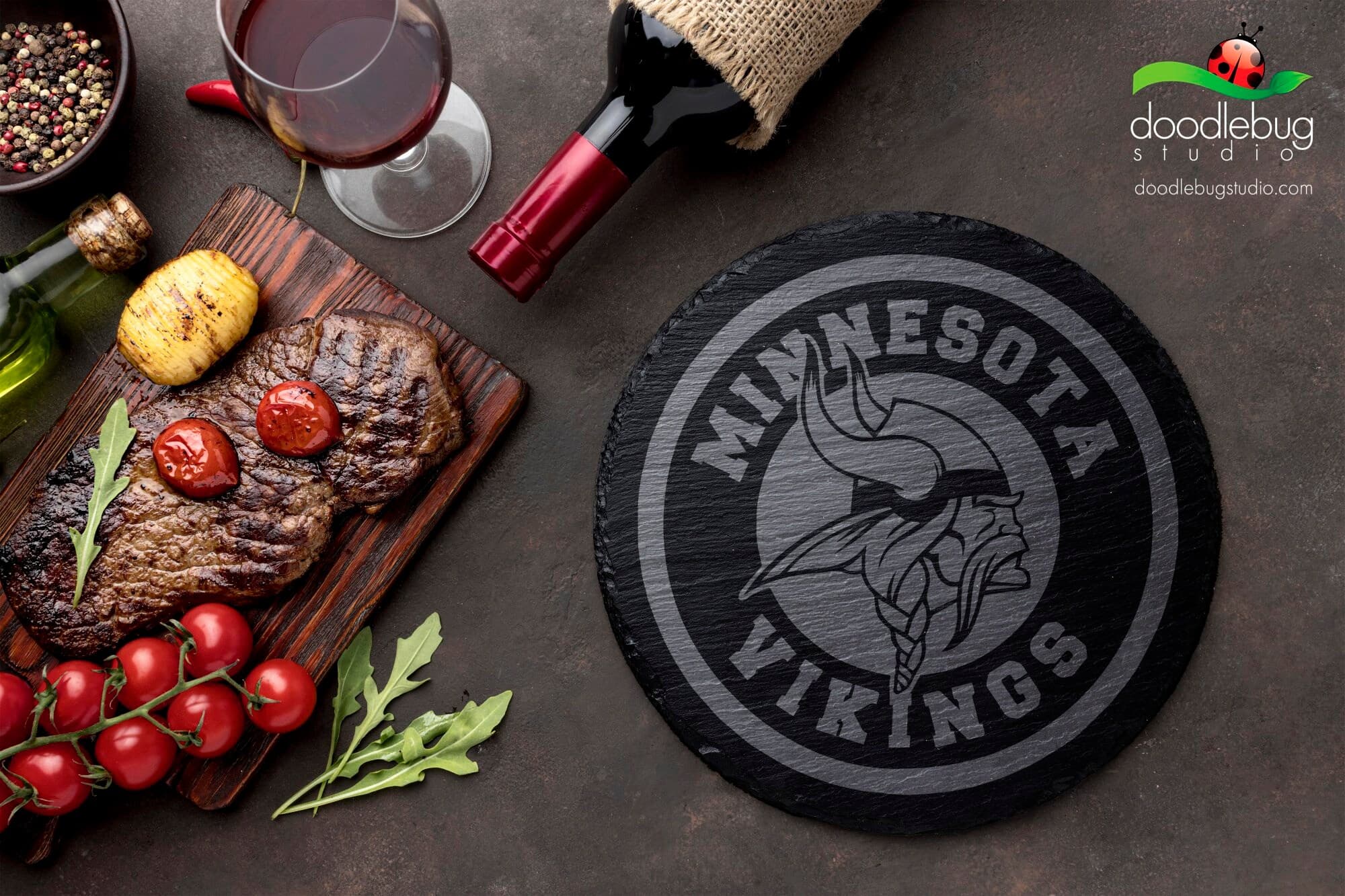 Minnesota Vikings Inspired 4" Coaster, Engraved Slate Coaster, Football Fan Home Decor, Sports Team Bar Accessory, Father's Day Gift - Thumbnail 3