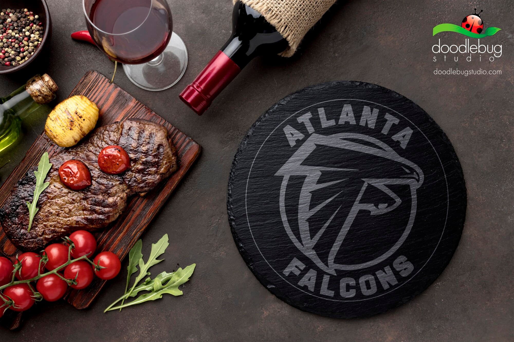 Atlanta Football Coaster Set, Football Team Logo Drinkware, Man Cave Decor, Sports Bar Tableware, NFL Fan Gift Idea, Housewarming Present - Thumbnail 2