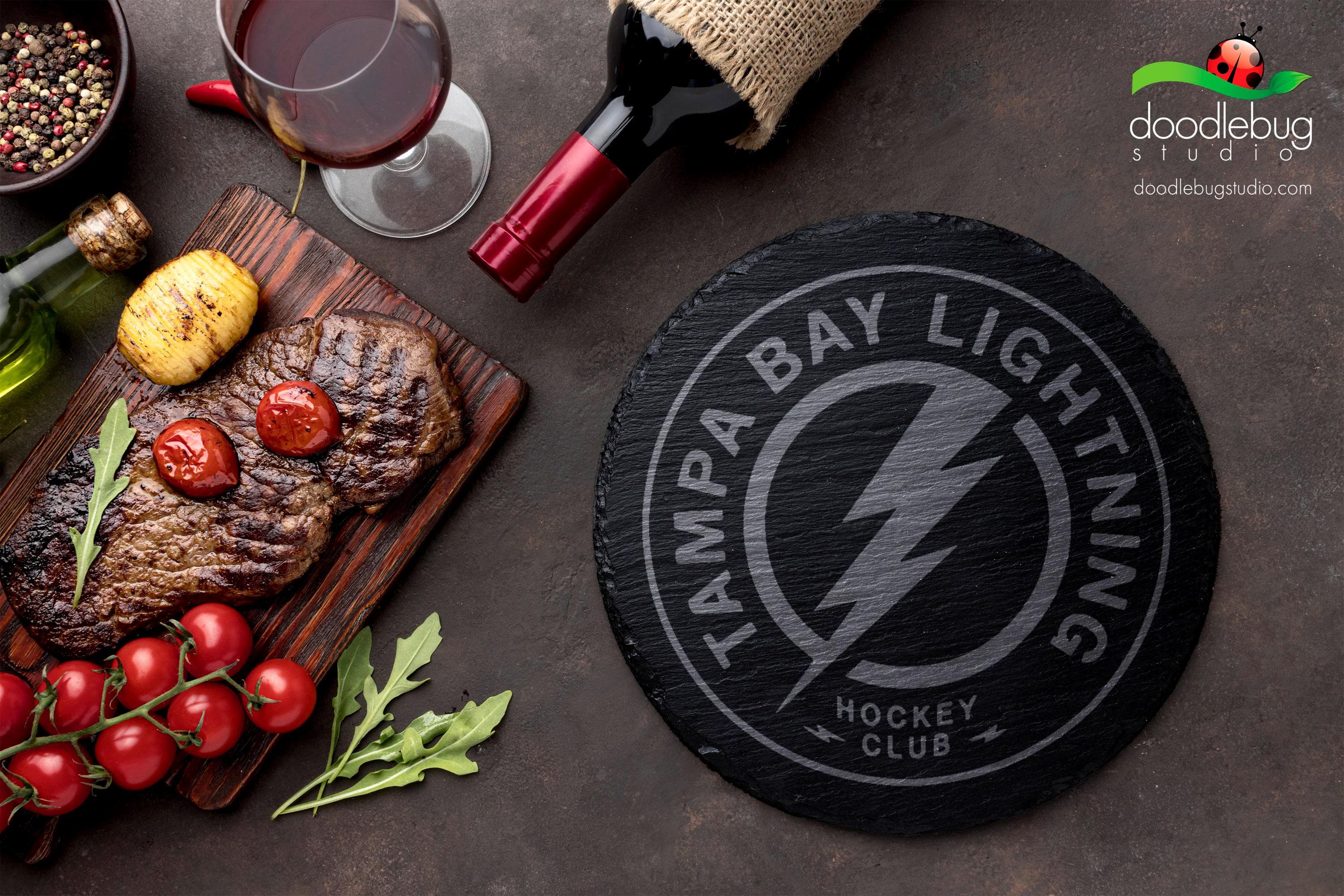 Tampa Bay Lightning Coaster, Hockey Fan Gift, Bar Decor - Thumbnail 2