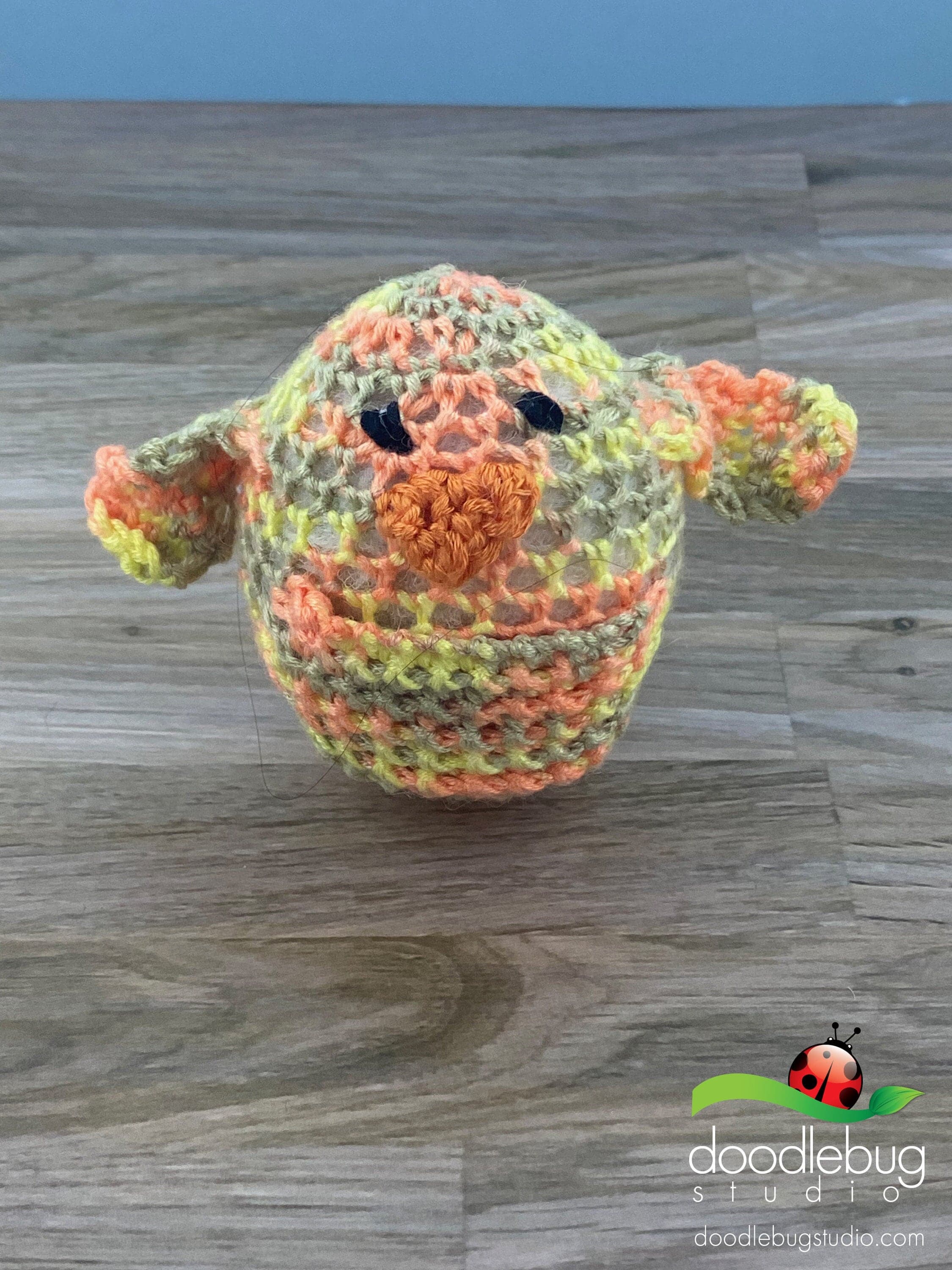 Crocheted Bamboo Chick Plushie, Amigurumi Stress Ball, Handmade - Thumbnail 4