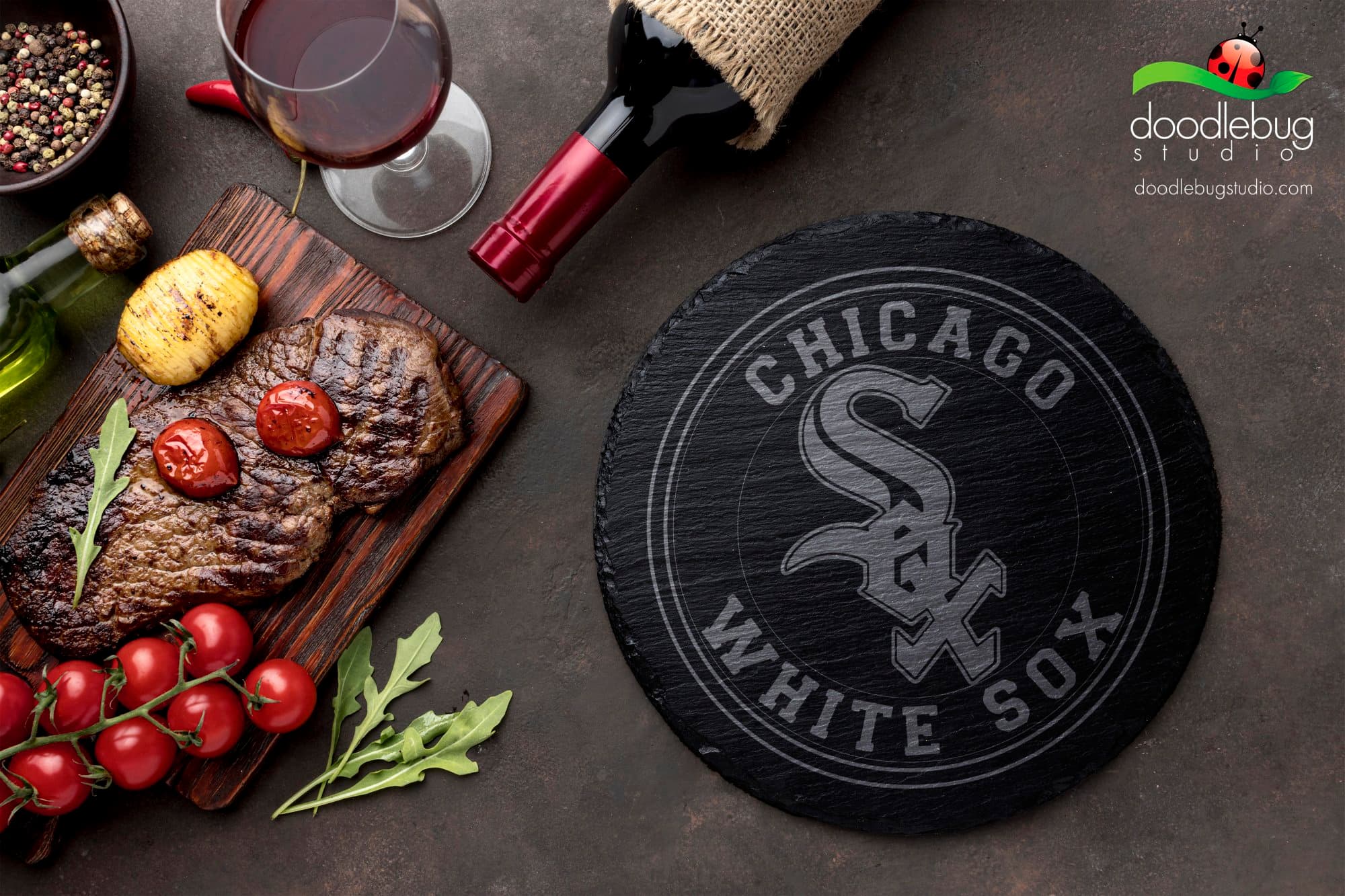 Chicago White Sox Inspired 4" Coaster, Baseball Sports Drinkware, Round Coaster, Game Day Decor, Fan Gift, Men's Gift, Father's Day, ManCave - Thumbnail 2