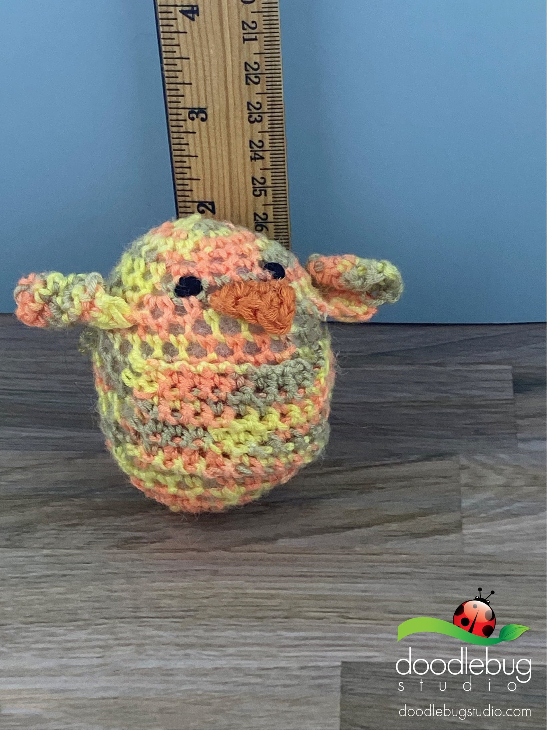 Crocheted Bamboo Chick Plushie, Amigurumi Stress Ball, Handmade - Thumbnail 6