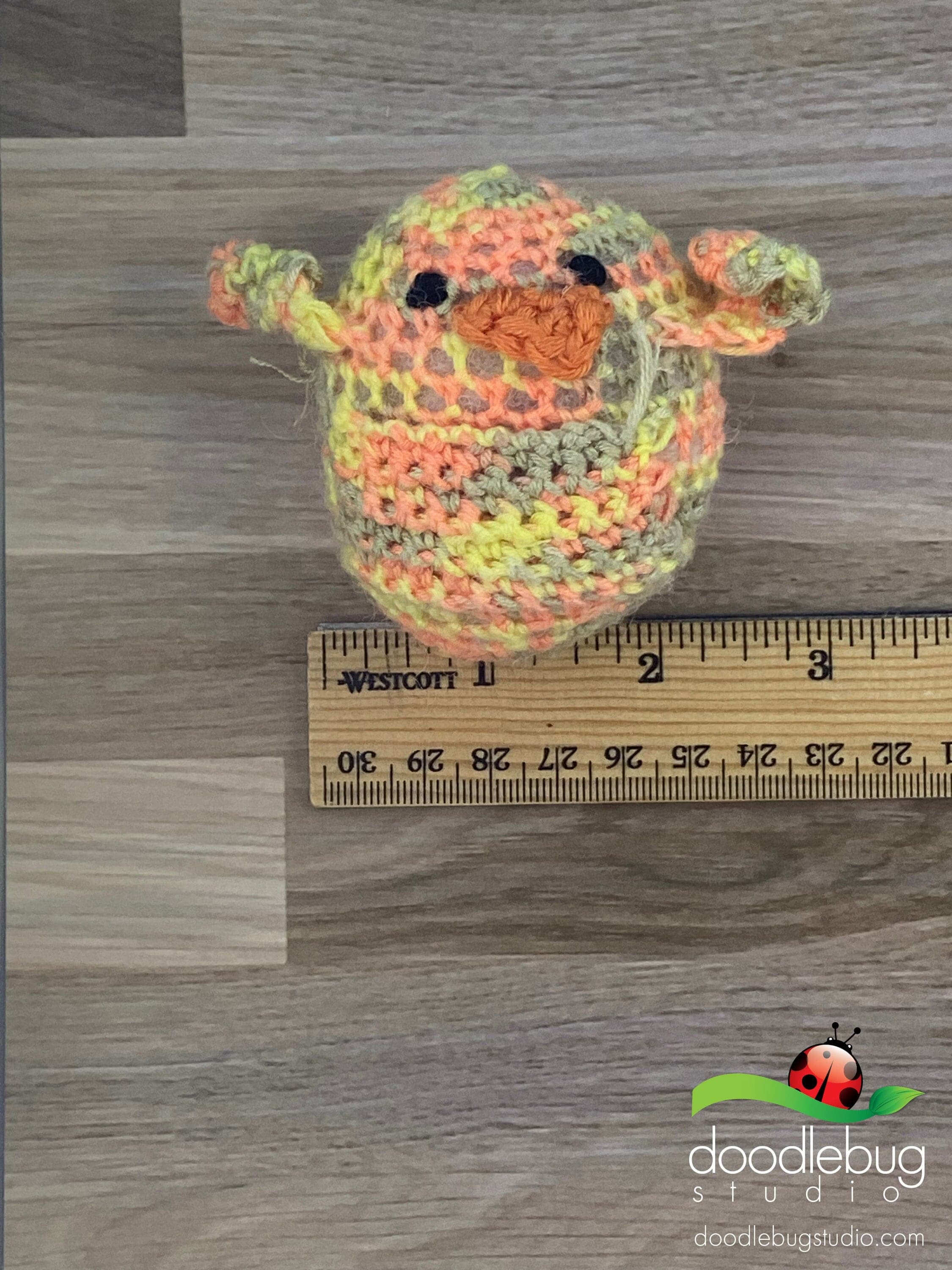 Crocheted Bamboo Chick Plushie, Amigurumi Stress Ball, Handmade - Thumbnail 3
