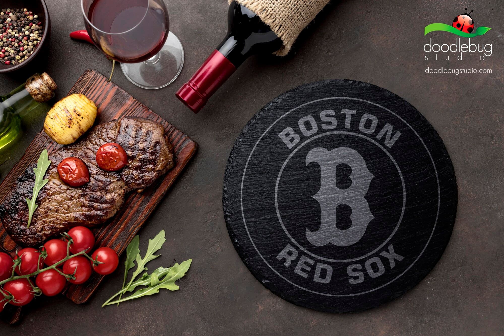 Boston Red Sox Slate Coaster, Baseball Fan Gift - Thumbnail 2