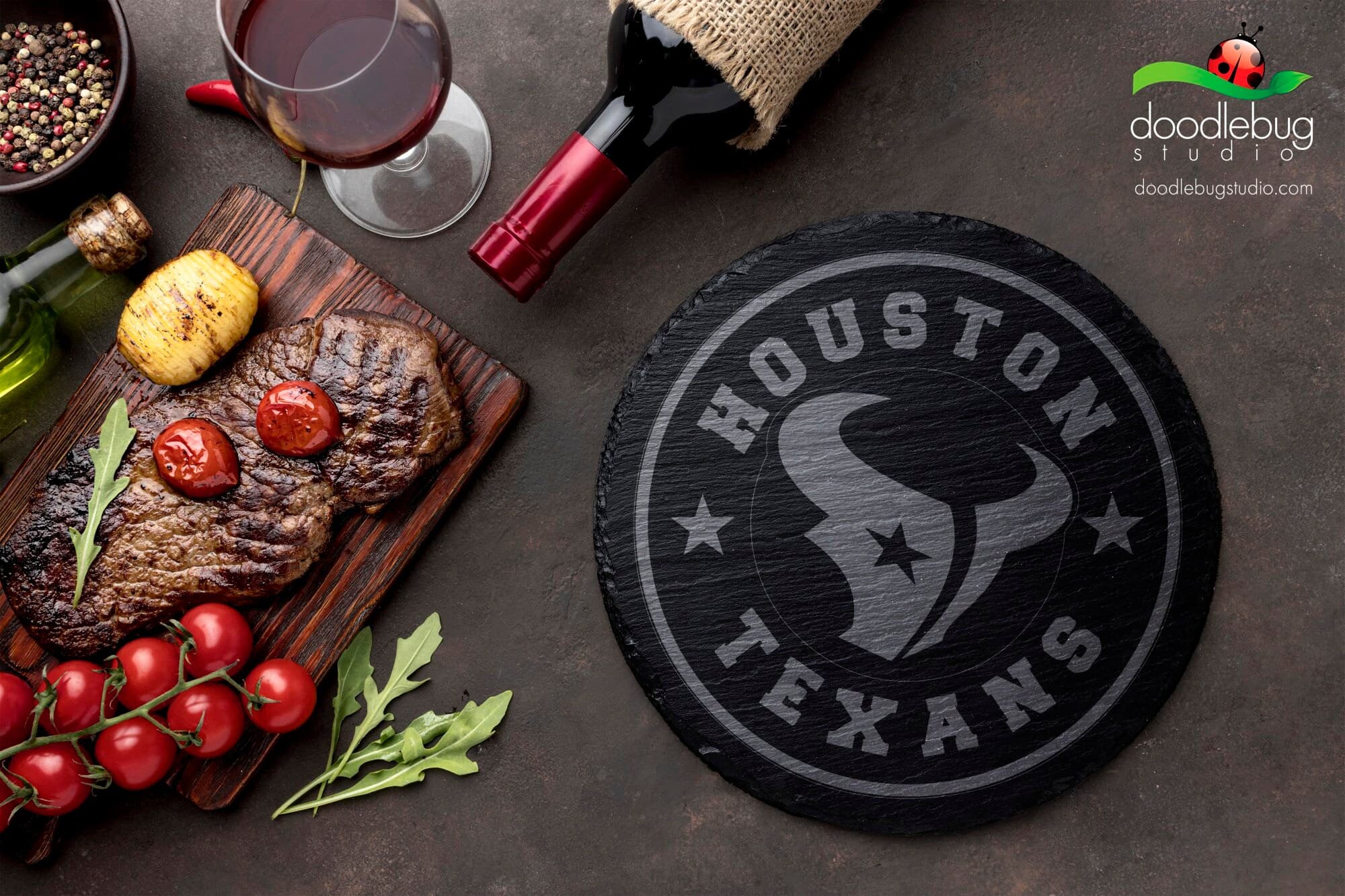 Engraved Slate Houston Texans Coaster, Football Fan Gift - Thumbnail 2