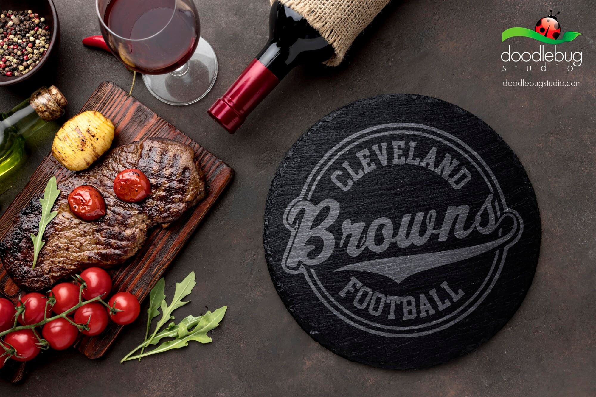 Cleveland Inspired Football Coaster Set, Perfect for Fans, Home Tailgate Party Decor, Man Cave Accessory, Gift for Sports Enthusiast - Thumbnail 2
