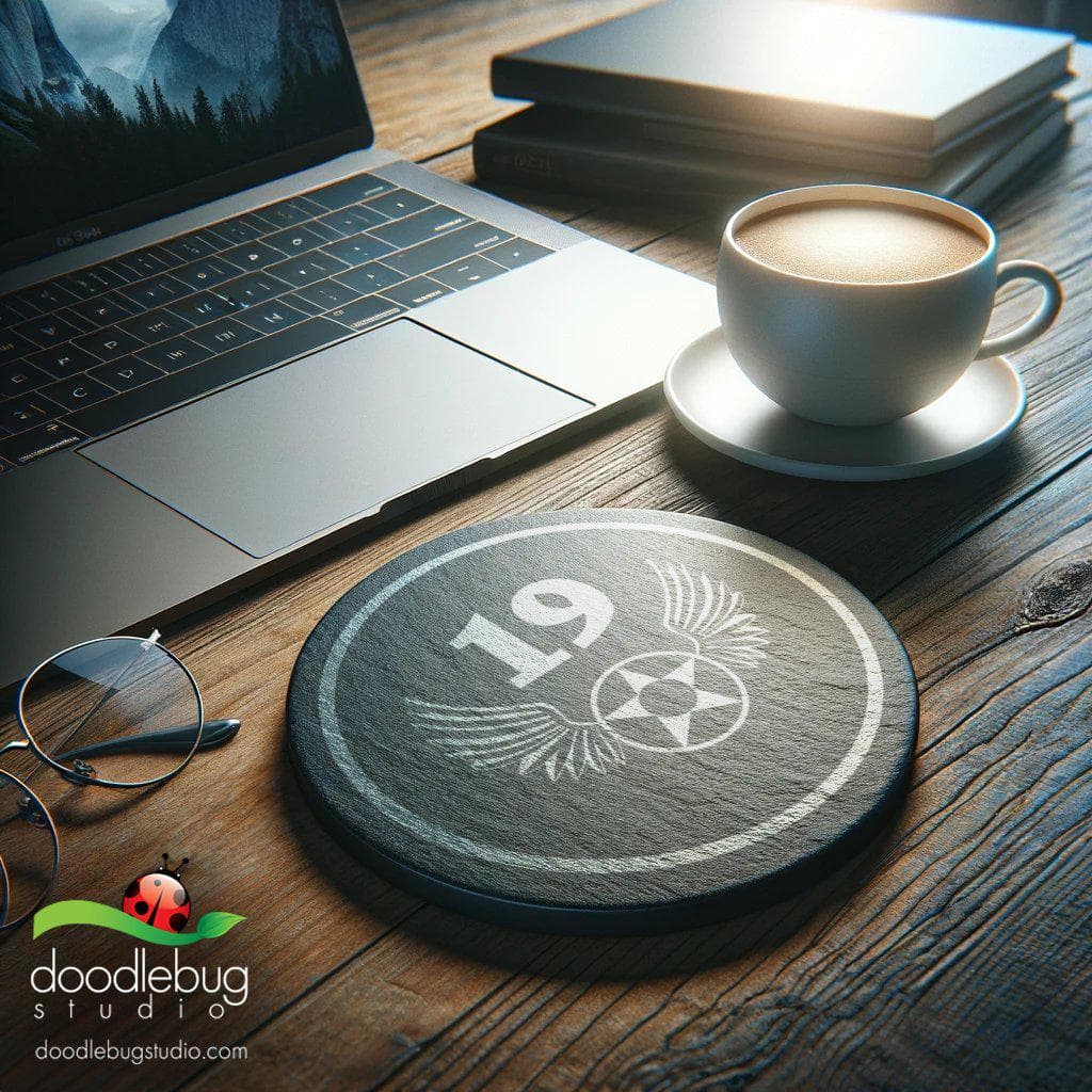 19th Air Force Emblem Slate Coaster, Patriotic Military Gift - Thumbnail 3