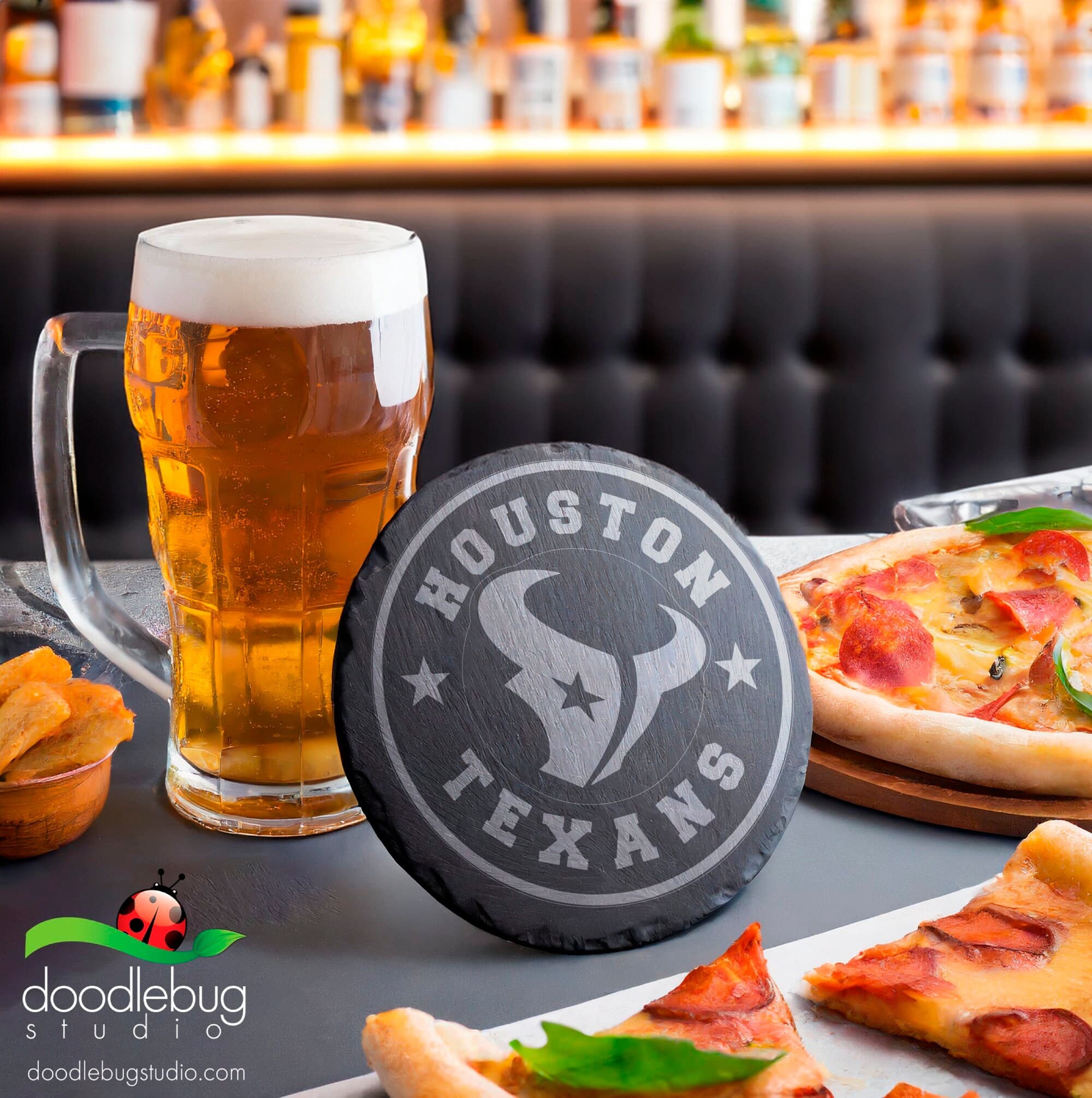 Engraved Slate Houston Texans Coaster, Football Fan Gift - Thumbnail 3