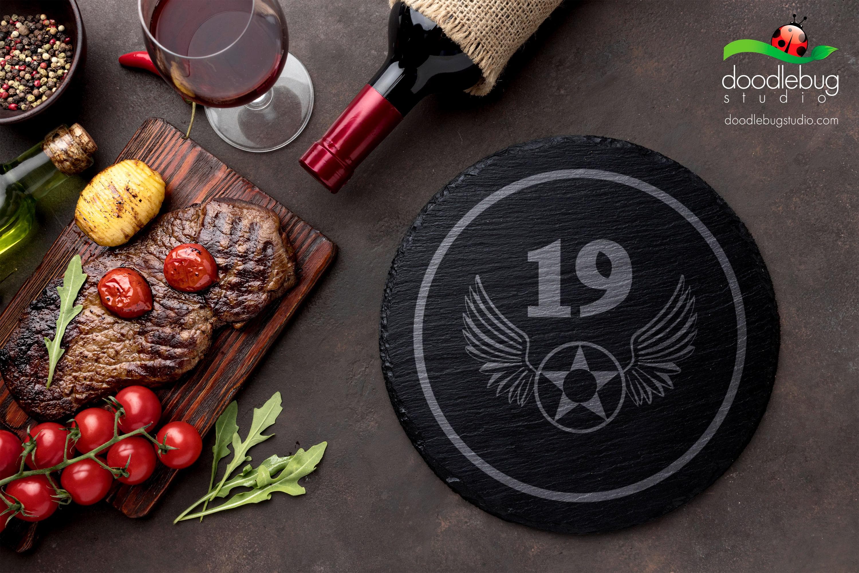 19th Air Force Emblem Slate Coaster, Patriotic Military Gift - Thumbnail 2
