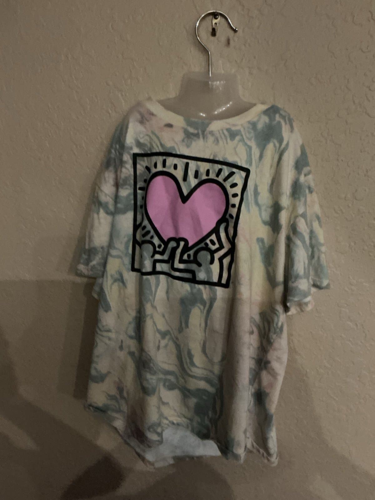 Girls Keith Haring Heart Tie-Dye T-shirt LG (10/12)